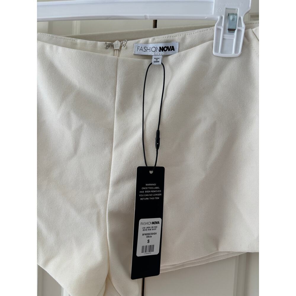 Fashion Nova White Lexi Linen Low Rise Micro Mini Shorts S - Picture 7 of 9